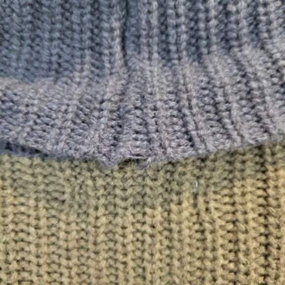 Burgess | Cotton Cashmere Blend Cowl Turtle neck Two Toned Sweater - Picture 5 of 6